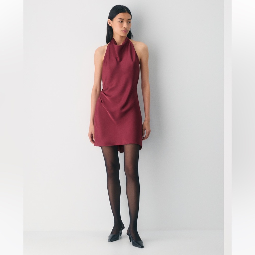 Babaton Audience Satin Mini Dress in Cordovan